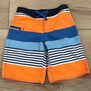 PATAGONIA Boys Wavefarer Boardshorts- Blue & Orange Stripes- Size 8